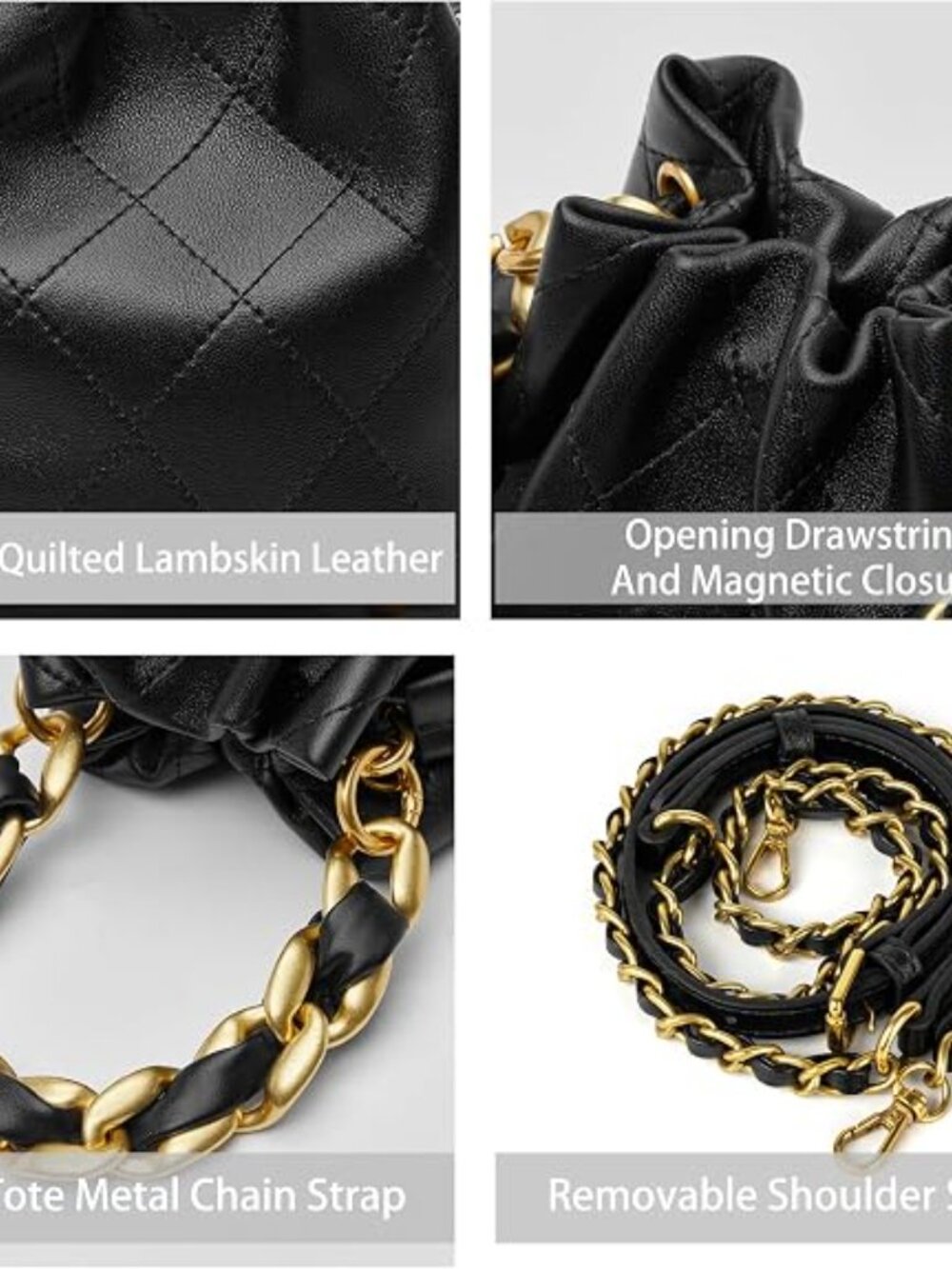 Designer Top Handle Bucket Bag, Women's Small Leather Crossbody | Mini Top Handl - Picture 3 of 5